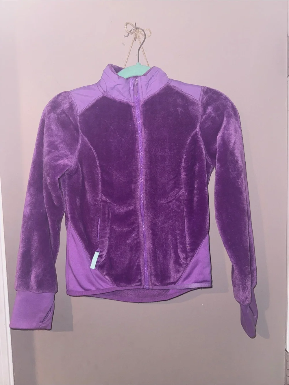 Girls Purple Plush Full-Zip Fleece Jacket